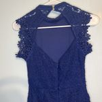 Miami Women’s Mi ami navy blue lace open back shorts and short sleeved romper size xxs Photo 3