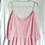 Attention  | Pink Satin Accordion Pleated Tiered Midi Dress Sz XL Photo 1