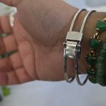 Boutique Silver Orange Rhinestone Basketball Clamper Hinge Bracelet Photo 8