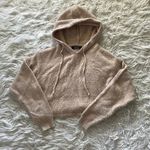 Olivaceous Cropped Knit Cream Hoodie Photo 0