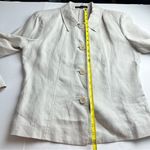 Lafayette 148 Linen Blazer Size 10 Cream Single Breasted Lightweight Coastal Photo 5
