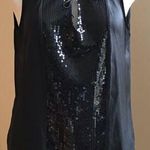 DKNY Jeans Sleeveless Black Front Tie Sequin Top Sz. M Photo 0