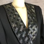 Vintage John Meyer of Norwich black wool blazer with beaded shawl collar large Size 16 Photo 5