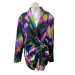 Nasty Gal Satin Printed Cinched Waist Multicolor Long Sleeve Blazer Jacket 20 Photo 1