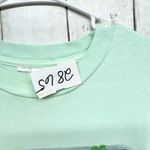 Vintage Blouse Women Chest 39" Medium Graphic Crewneck Short Sleeve Tee Shirt Green Photo 1