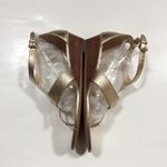 Coach Vienna Gold Pebble Leather T-Strap Wedge Sandal Photo 4