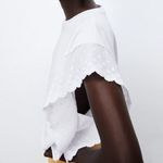ZARA NEW EMBROIDERED TOP WHITE WOMENS SIZE S CREWNECK SHORT SLEEVE CROP Photo 2