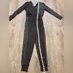 Terez  Metallic-Knit Wrap Jumpsuit Silver Shimmer Waffle XS Made in USA Chic NWT Photo 5