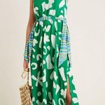 Anja horvat X Anthropologie green printed bow accent maxi rare Xs $120 spring Photo 1