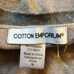 Cotton Emporium Sweater Womens Medium Brown Gray Striped Cardigan Neutral Preppy Photo 4