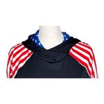 LuLaRoe  Amber Hoodie Size XS Flag Red White Blue Patriotic Americana Black Photo 1