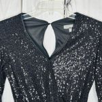 Midnight Doll  Black Full Sequin Shorts Romper Tie Waist Sz XS Long Sleeve Photo 1