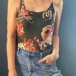 Polly & Esther Green Floral Spaghetti Strap Thong Bodysuit Photo 4