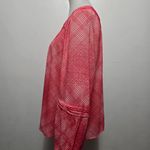 LC Lauren Conrad  Pink Plaid Shirred Peasant Tops Size Large Photo 2