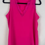 Source Unknown Women's hot Pink Lace Trim Top Photo 0