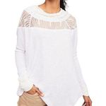 Free People  Spring Valley Thermal Tee Lace Inset Oversized Raw Hem Size Small Photo 0
