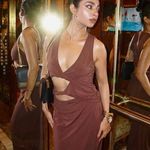 ZARA  dress fitted bodycon Brown Cutout Midi Party Wedding Coctail  Photo 9