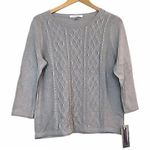 Allison Daley NEW NWT  Gray Sweater 3/4 Sleeve Stripe Knit Cotton PETITE PS SP Photo 0