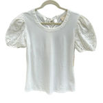 NWT FLOWER & FEATHER WHITE EYELET PUFF SLEEVE BLOUSE Photo 0