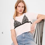 French Connection Lace bralette crop tee. Xs Photo 1