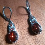 Simulated Red Diamond Stainless Steel Lever Back Earrings Photo 3