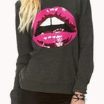 Forever 21 Pink Sequin Lip Sweater  Barbiecore‎ Size Small Like New! Photo 0
