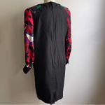 Vintage 80s Anne Crimmins Umi Collections Black Silk Dress Print Sleeves Size 6 Photo 5