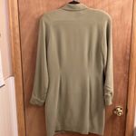 Due Per Due Olive green 100% silk button up long blazer jacket Size 10 Photo 7