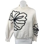 SheIn  White Floral Embroidered Turtleneck Long Sleeve Sweatshirt Sweater Top 4 Photo 0