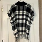 Multiples  Buffalo Plaid Turtleneck Fringe Poncho Small Photo 2