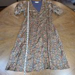 Boden Satin Midi Tea Dress Floral V Photo 9