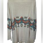 P&Rose Natalie long sleeve cream Aztec print long leeve pullover shirt Blue Size 2X Photo 1
