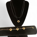 SLIDE 18k goldPlated bracelet and necklace on leather chain set #jewelleryset Gold Photo 0