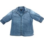 Ralph Lauren Polo Jeans Co  Light Wash Denim Button Up Shirt Medium Distressed Photo 9