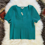Madewell Ottoman Crop Sweater Tee | Turquoise Waters | XL | NWT Photo 0
