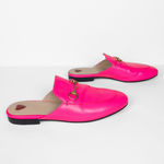 Gucci  Neon Pink Princetown Leather Slipper Mule Flat Horsebit Women's EU 37 Photo 3