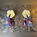 Hummingbird Wooden Earrings Purple Photo 3