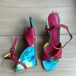 Antonio Melani Pink Leather Tropical Wedge Buckle “Cougar” Style Photo 3