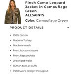 ALL SAINTS Finch Camo Leopard Camouflage Green Jacket Size M Photo 15