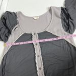 POL  Contrast Button Front Top Gray Charcoal Boho Soft Knit Size Small Photo 4