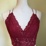 PINK - Victoria's Secret  Lace Bralette Burgundy Maroon Cropped Cami Crop Top L y2k Photo 0