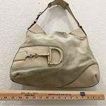 Gucci Vintage Authentic Hasler Horsebit Suede Pale Green/Beige Large Hobo Bag Photo 9