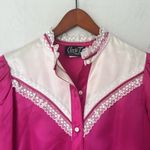 Vintage Circle T cowgirl rodeo shirt Women's Pink with Lace Trim Small Cowgirl Size 10 Photo 1