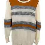 Halston Heritage  Wool Cashmere Sweater M Silk Contrast Striped Crewneck Casual Photo 0