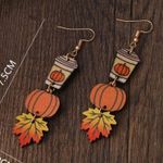 Pumpkin Spice Latte / Pumpkin / Autumn Leaf Earrings Photo 2