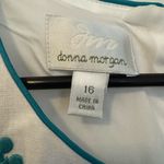 Donna Morgan COPY - Embroidered White and Teal Women's Top Photo 2
