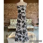 Lillie Rubin White Black Floral Strapless Beaded Evening Dress 12 Photo 2
