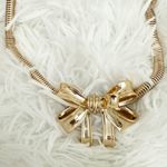 Lane Bryant  | Bow Goldtone Metal Statement Necklace Gold Adjustable | OSFM Photo 1