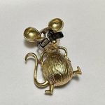 Retro Signed Gerry’s Gold Tone Mouse Rat With Movable Eye Glasses Brooch Pin Photo 0