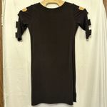 CLARA SUN WOO‎ Women Size Small Black Open Sleeve Short V Neck Dress Photo 4